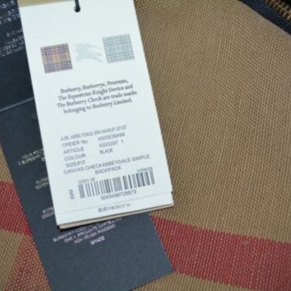 NWT BURBERRY BROOKDALE CANVAS CAMEL CHECK BACKPACK WITH LEATHER TRIM - Picture 8 of 8